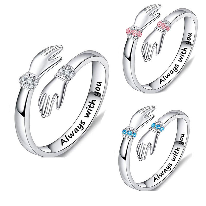 Love Lettering Opening Adjustable Warm Heart Ring