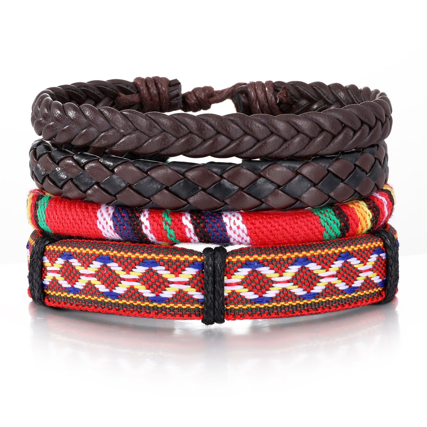 Men's Series Woven Leather Coconut Shell Hemp Bracelets