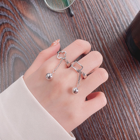 Stitching Tassel Ball Chain Elegant Fashion Rings