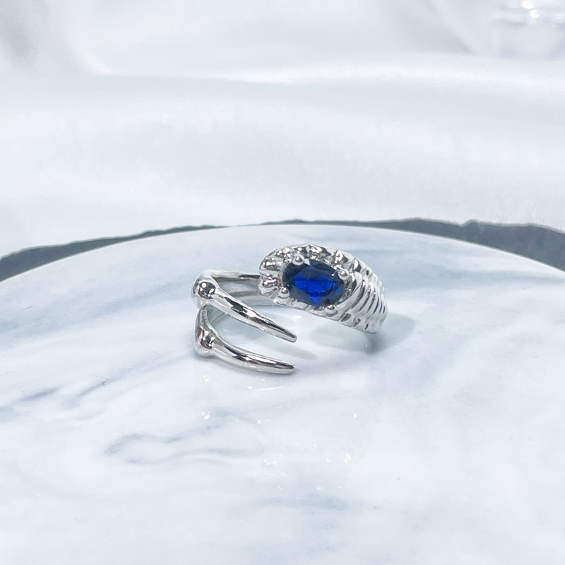 Female Niche Irregular Blue Series Simple Refined Stylish Versatile Rings