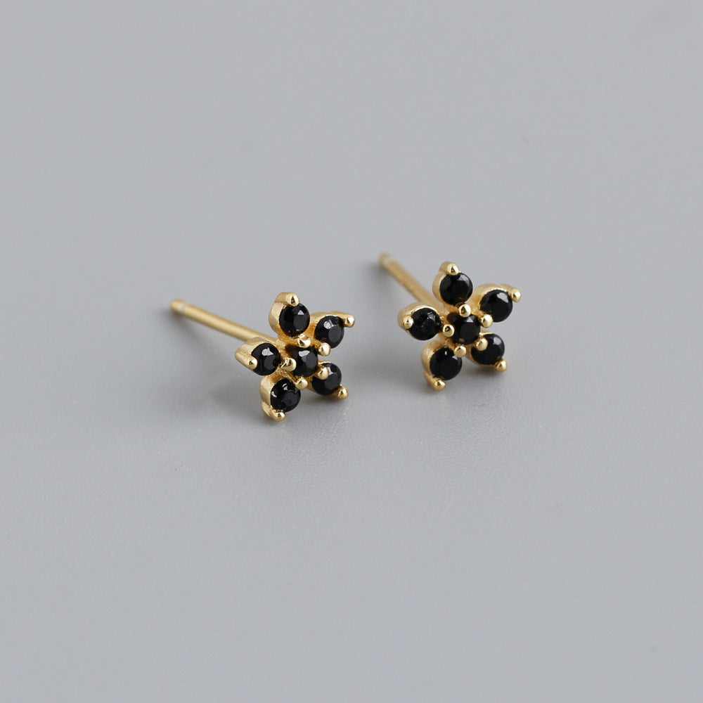 Women's Flower Sterling Sier Sweet Small For Earrings