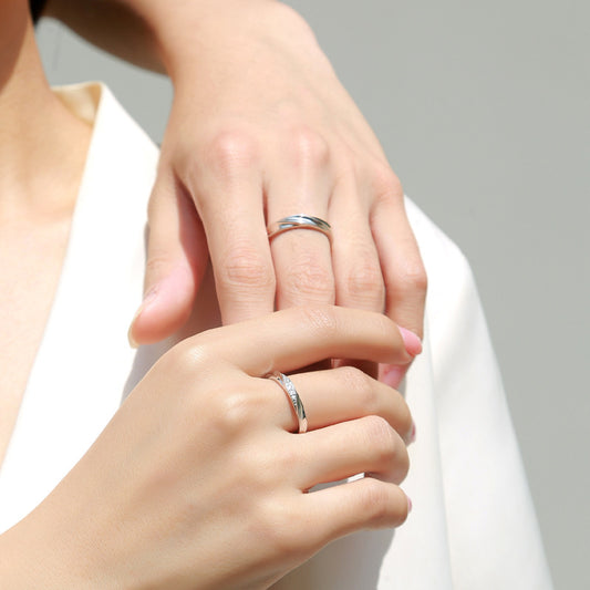 Sier Moissanite Couple Live Love Trendy Rings