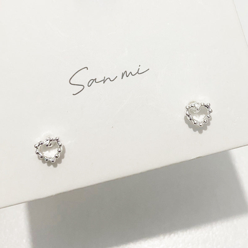Fresh Plain Sier Plated Bow Female Small Simple Stud Earrings