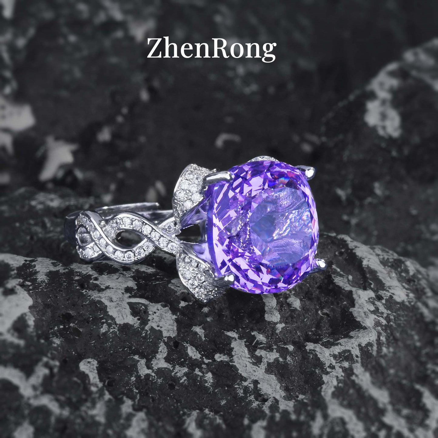 Carat Square Colored Gems Violet Yellow Jewelry Set