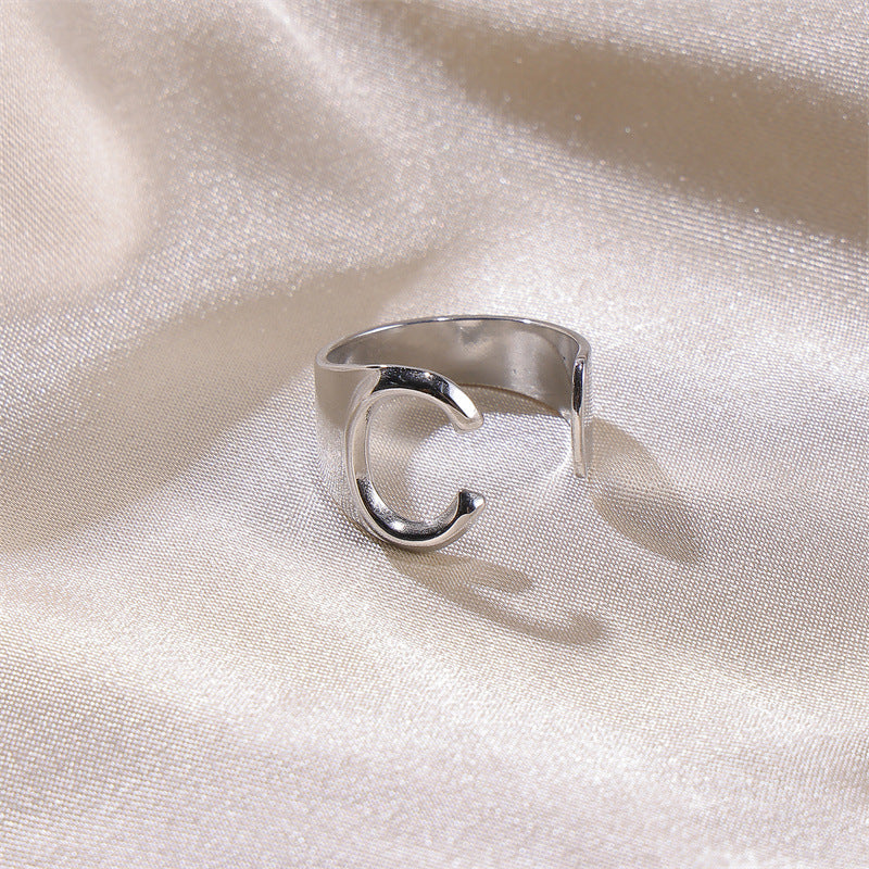 Letters Female Style Fashion Knuckle Personality Vintage Stainless Rings