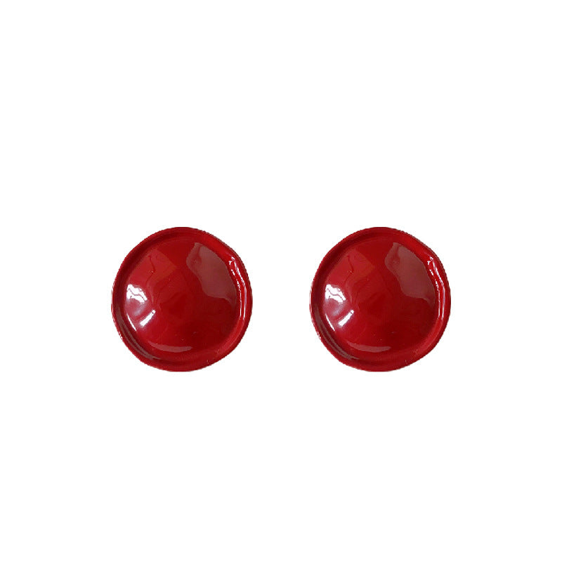 Women's Sier Needle Red Irregular Ear Retro Exaggerated Earrings