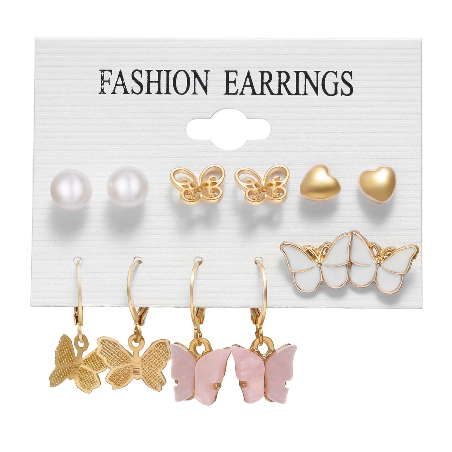 Tassel Butterfly Card Retro Simple Advanced Pearl-studded Pairs Earrings