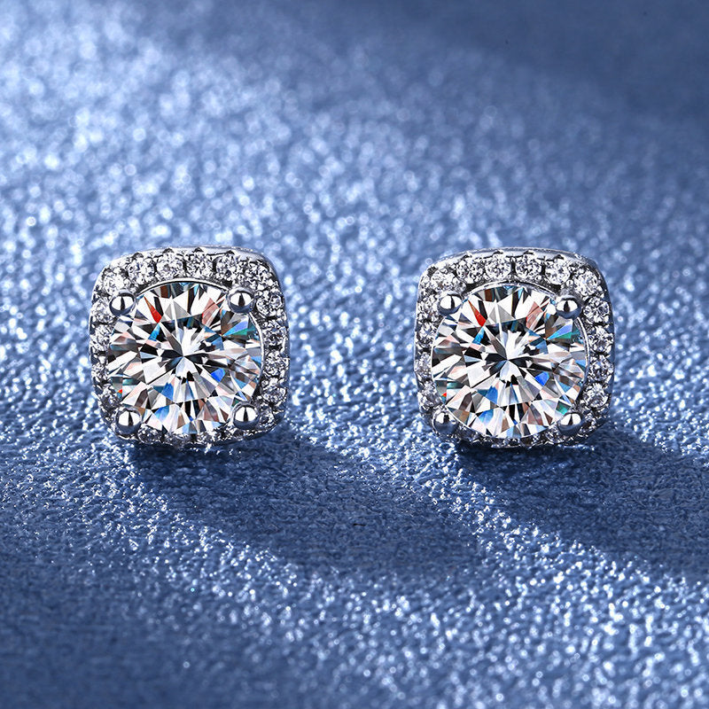 Women's Korean Square Bag Diamond Suit Auricular Stud Earrings