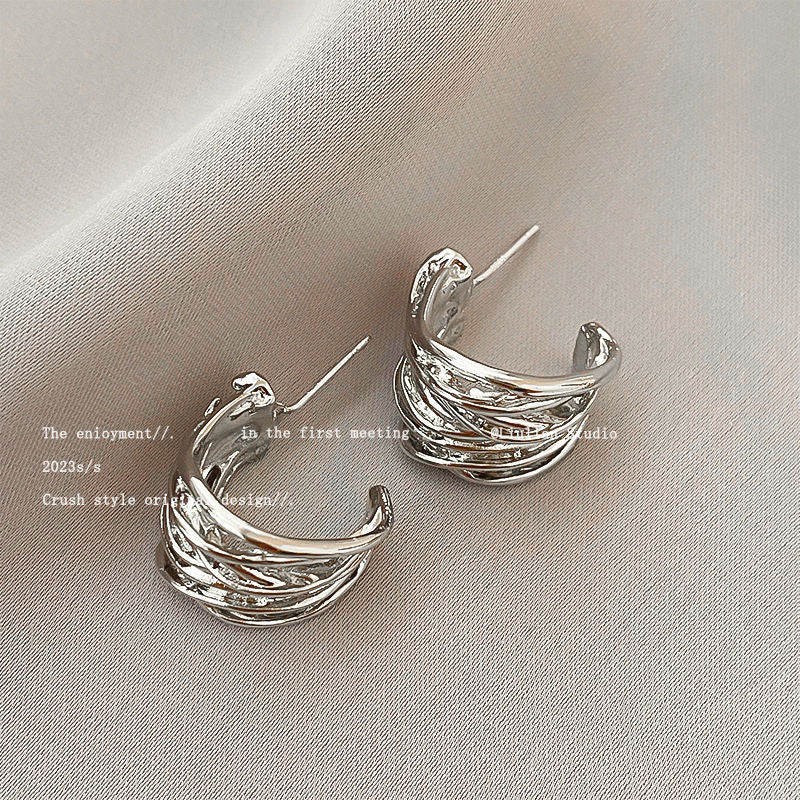 Women's Sier Simple Elegant Fashionable High-grade Niche Earrings