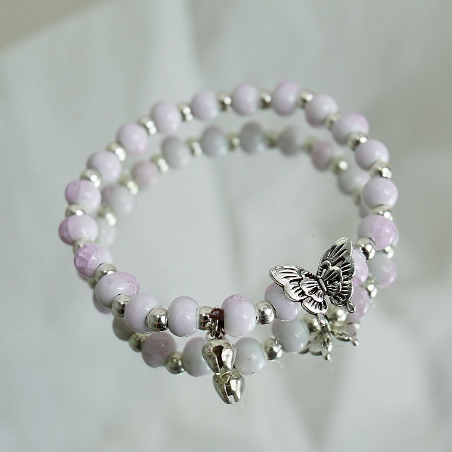 Ceramic Chinese Butterfly Porcelain Rose Beads Bracelets