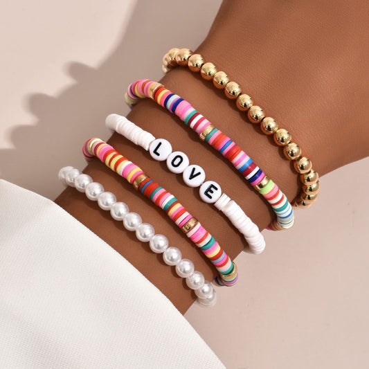 Style Bohemian Colorful Polymer Clay Retro Temperament Bracelets