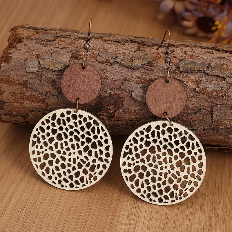 Bohemian Style Stitching Wooden Vintage Hollow Rings