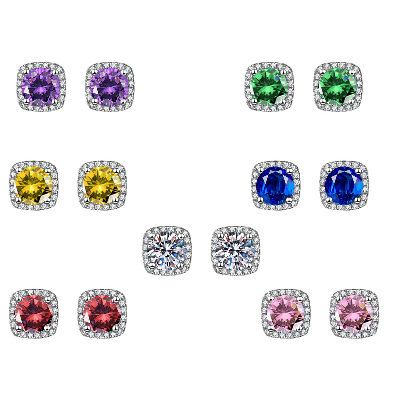 Women's Korean Square Bag Diamond Suit Auricular Stud Earrings