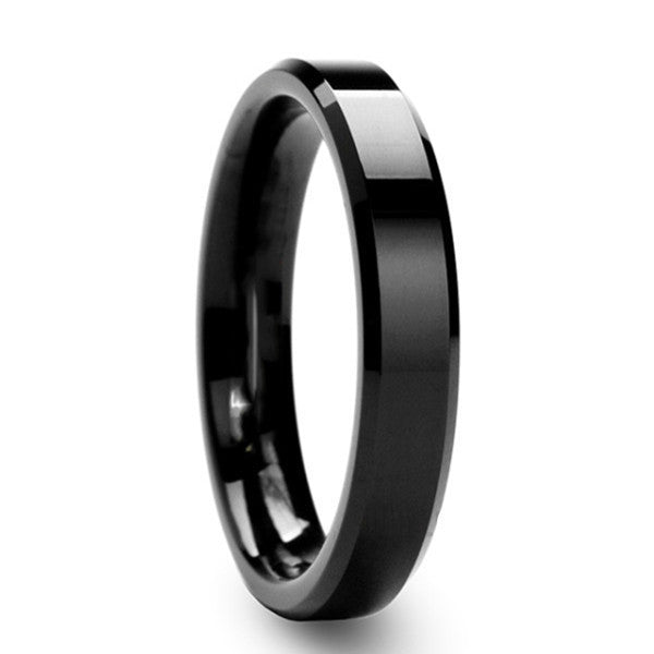 Classic Beveled Glossy Female Titanium Steel Rings