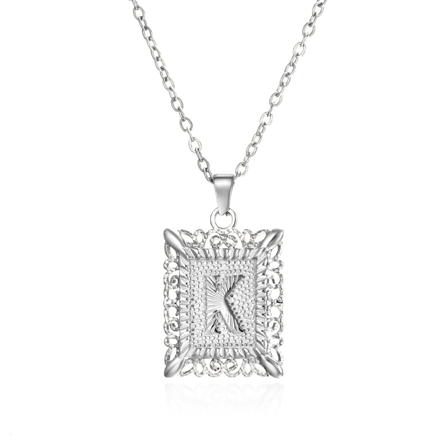 Stainless Steel Letter Hollow Square Titanium Necklaces