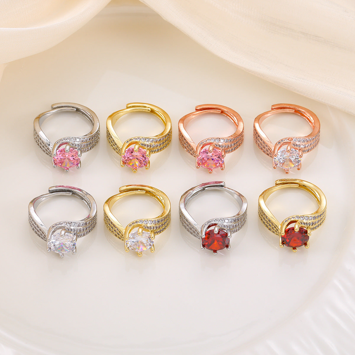 Imitation Moissanite Female Frame Zircon Wedding Ring