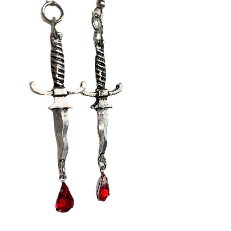 Dagger With Blood Red Knife Horror Earrings