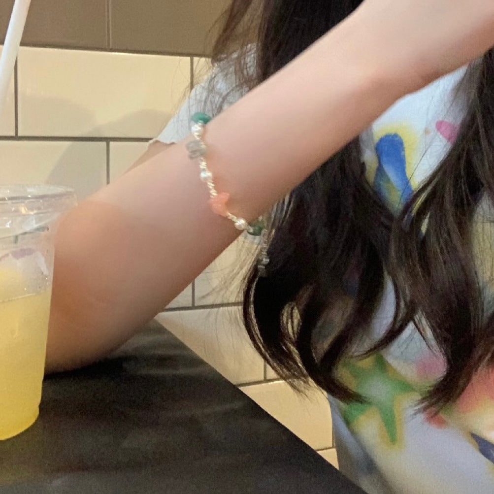 Women's Small Pieces Of Sier Beaded Summer Color Bracelets