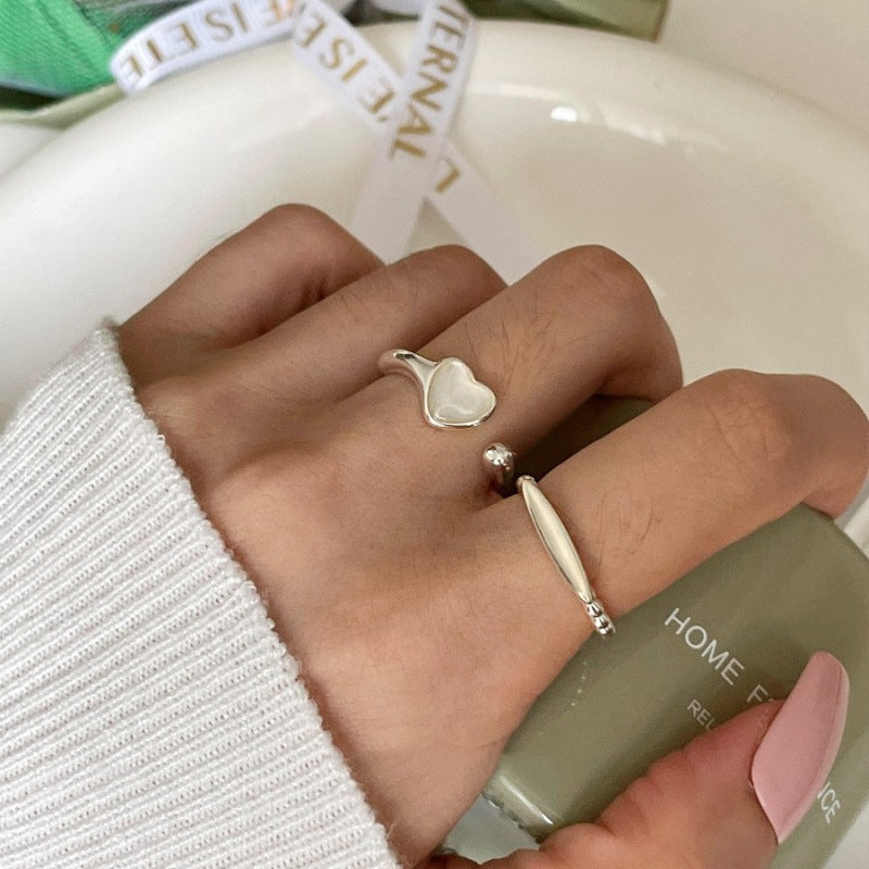 Sweet Loving Heart Female Twin Graceful Geometric Thread Rings