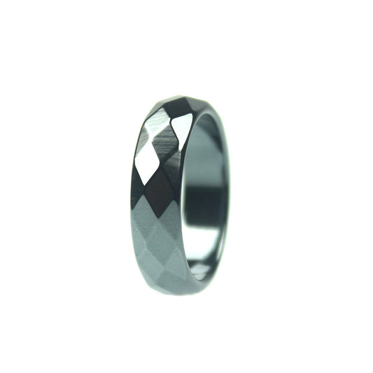 Women's & Men's Haematite Curved Flat Wide Simple Couple Rings