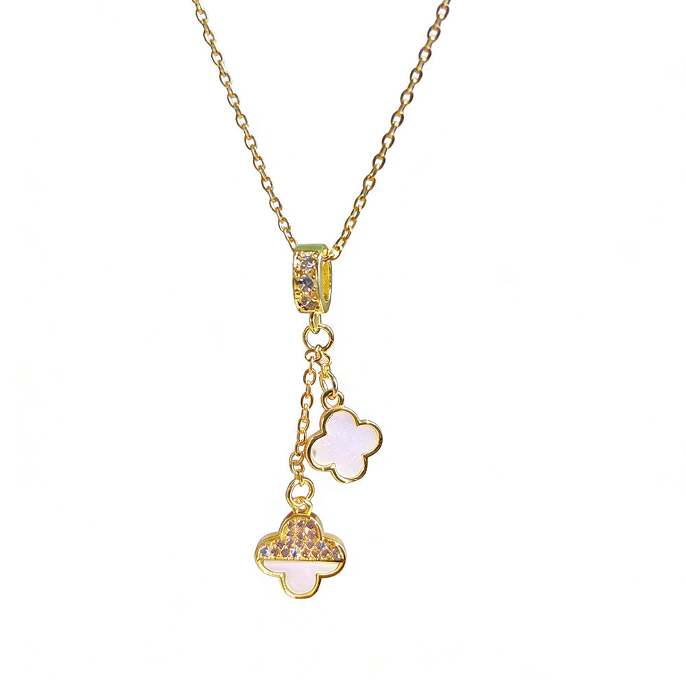 Double Lucky Four-leaf Clover Female Refined Necklaces