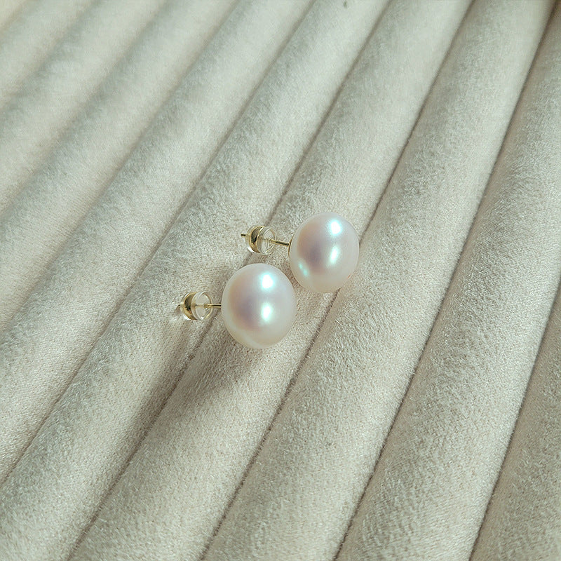 Pink Steamed Bread Pearl Female Ear Clip Earrings