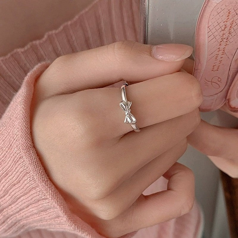 Women's Bow Simple Niche Design Geometric Lines Rings