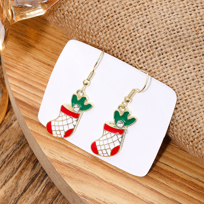 Christmas Santa Claus Snowflake Candy Cane Earrings