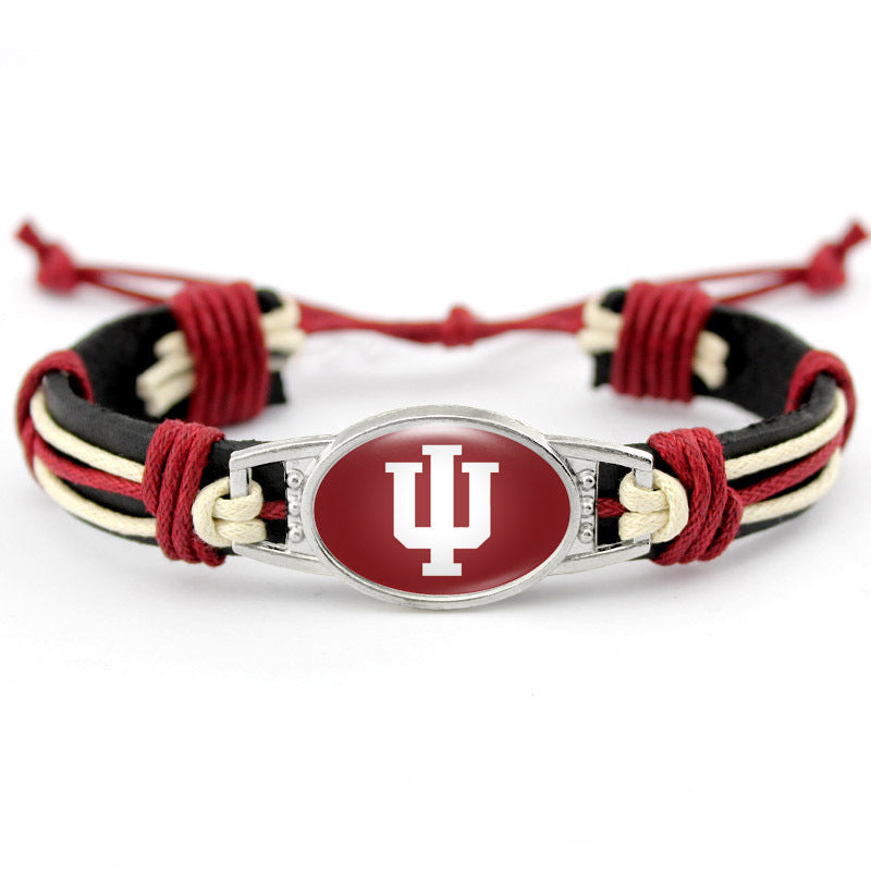 College Team Cowhide Woven Georgian Bulldog Bracelets