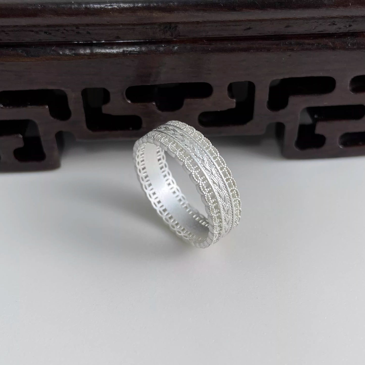 Pure Sier Girly Round Female Coin Couple Ring