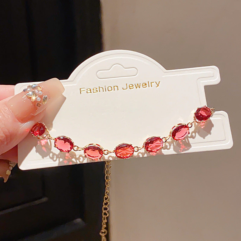 Pink Heart Diamond Flower Light Luxury Minority High Sense Fashion Bracelet