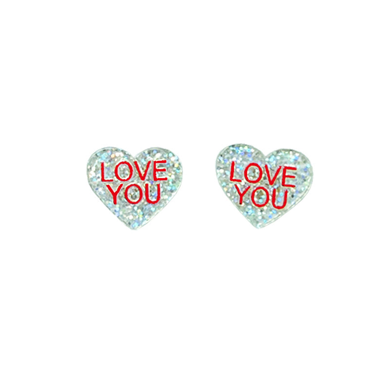 Candy Love Heart Text Cute Girlfriend Earrings