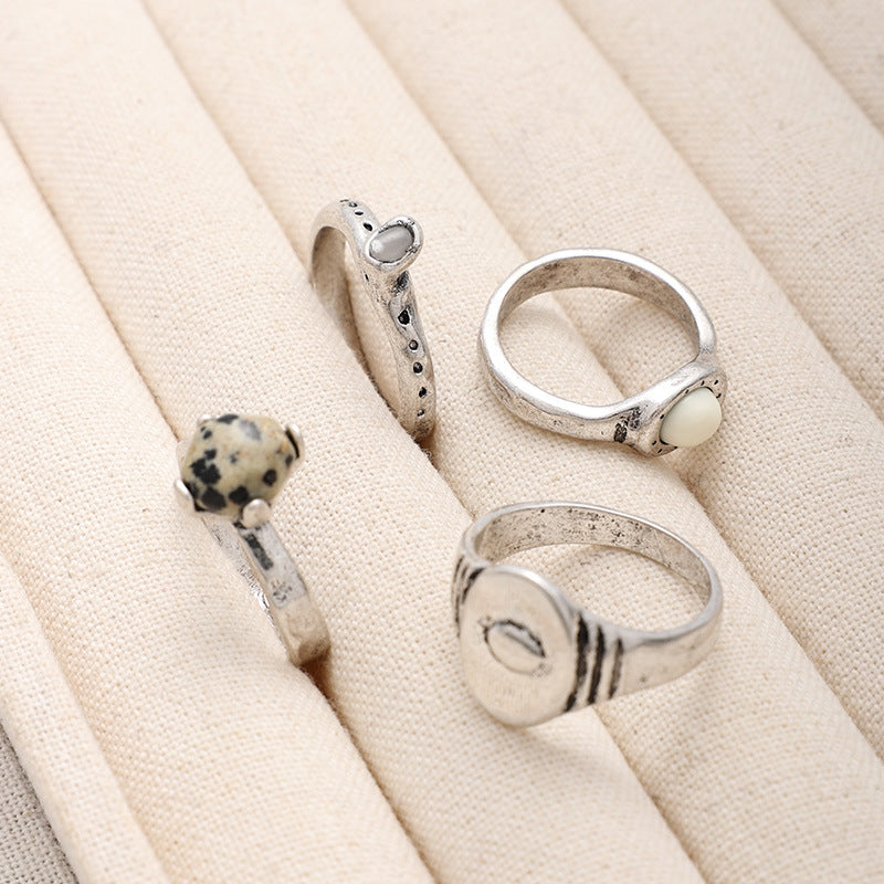 Style Design Handmade Retro Distressed Natural Spotted Rings