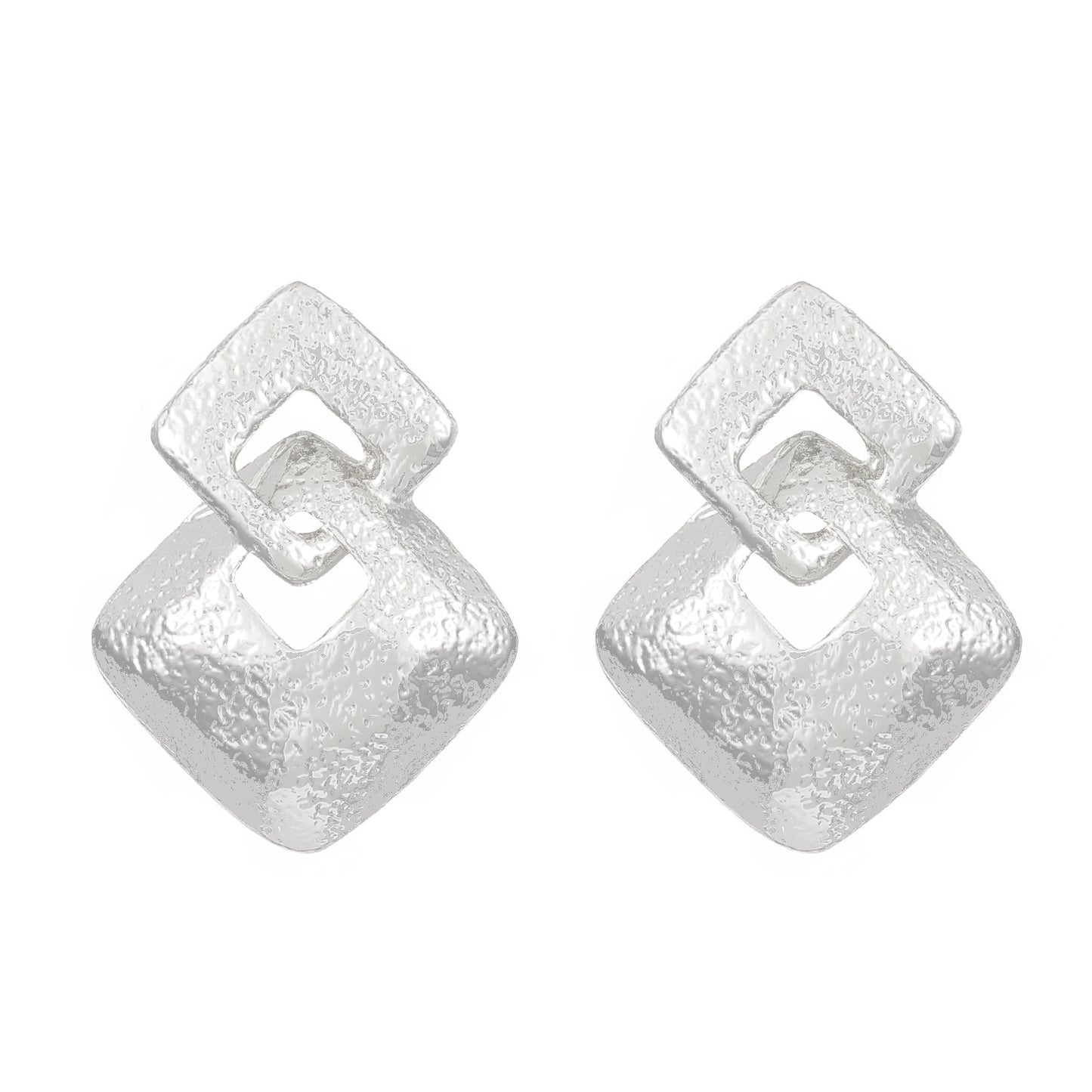 Women's Square Love Star Frosted Elegant Stainless Earrings