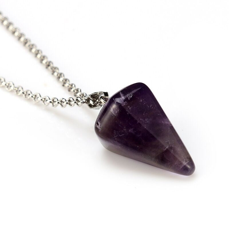 Women's Natural Stone Hexagon Prism Pink Crystal Pendants