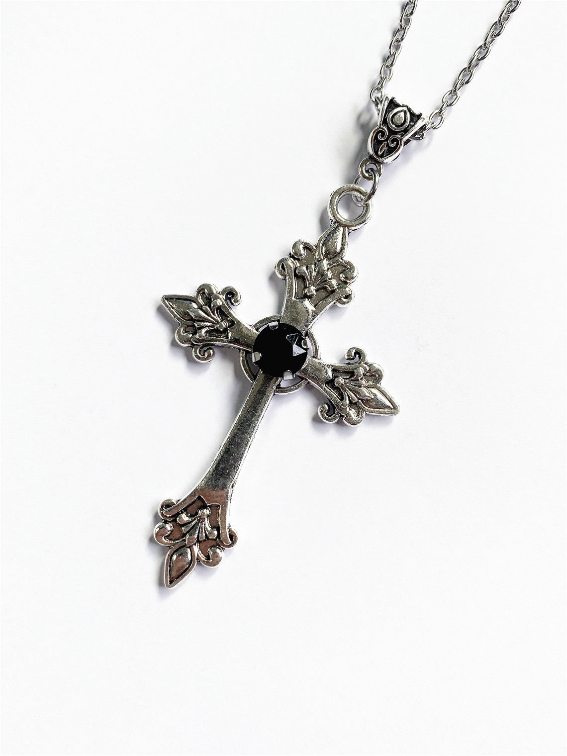 Cross Sier Tone Gothic Fashion Charm Declaration Gift Necklaces