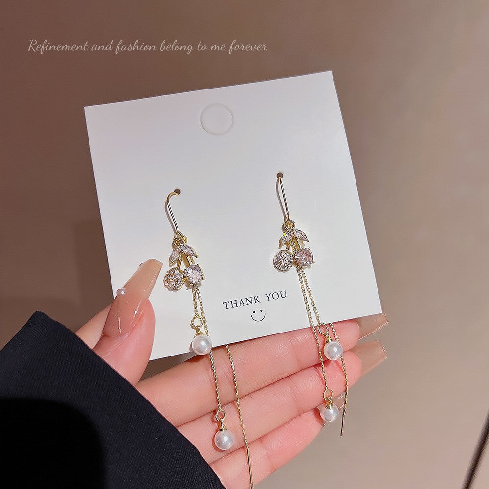 Needle Elegant Tassel Advanced Simple Thin Earrings