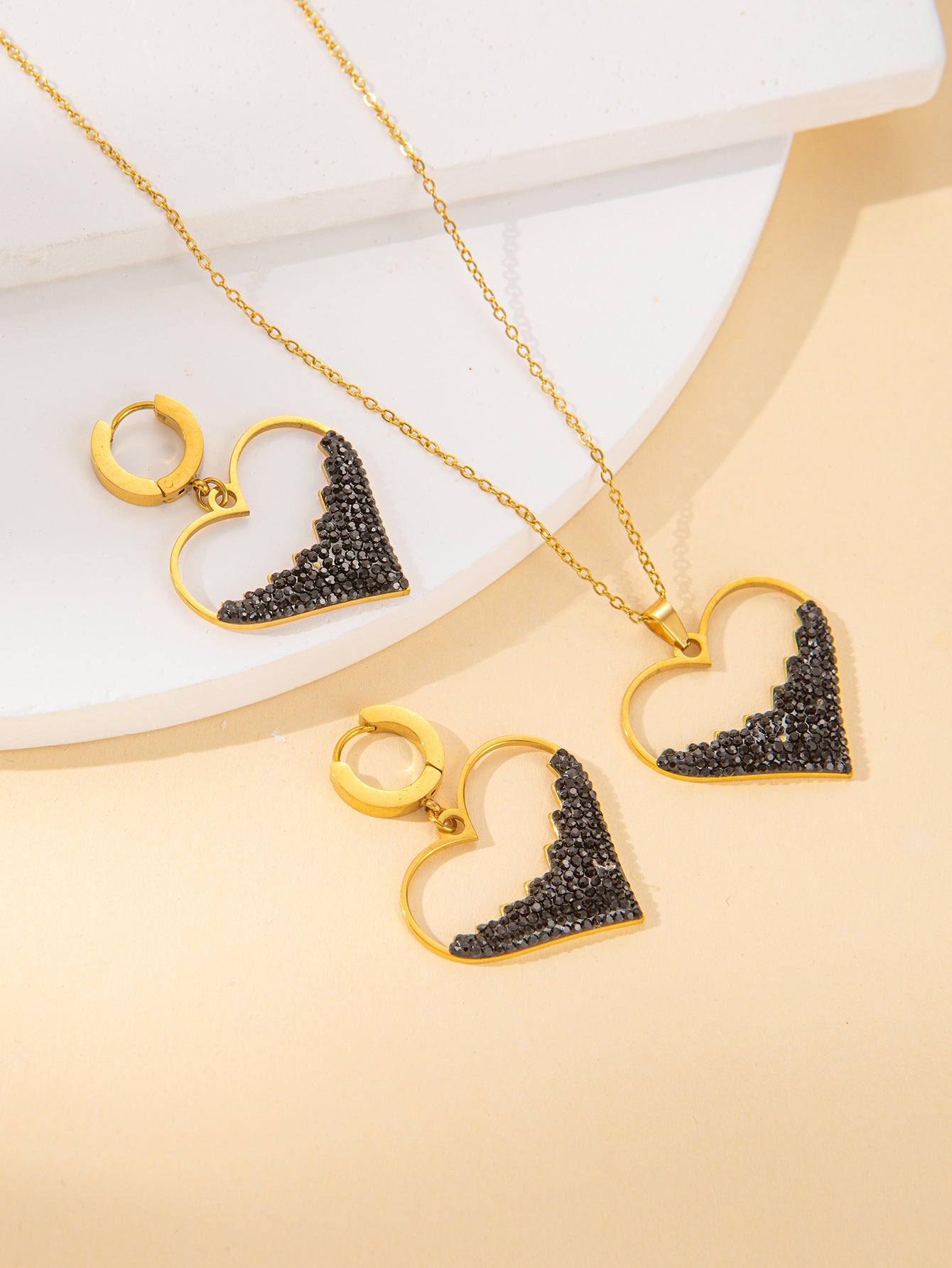 Women's Female With Hearts Zircon Light Luxury Design Earrings
