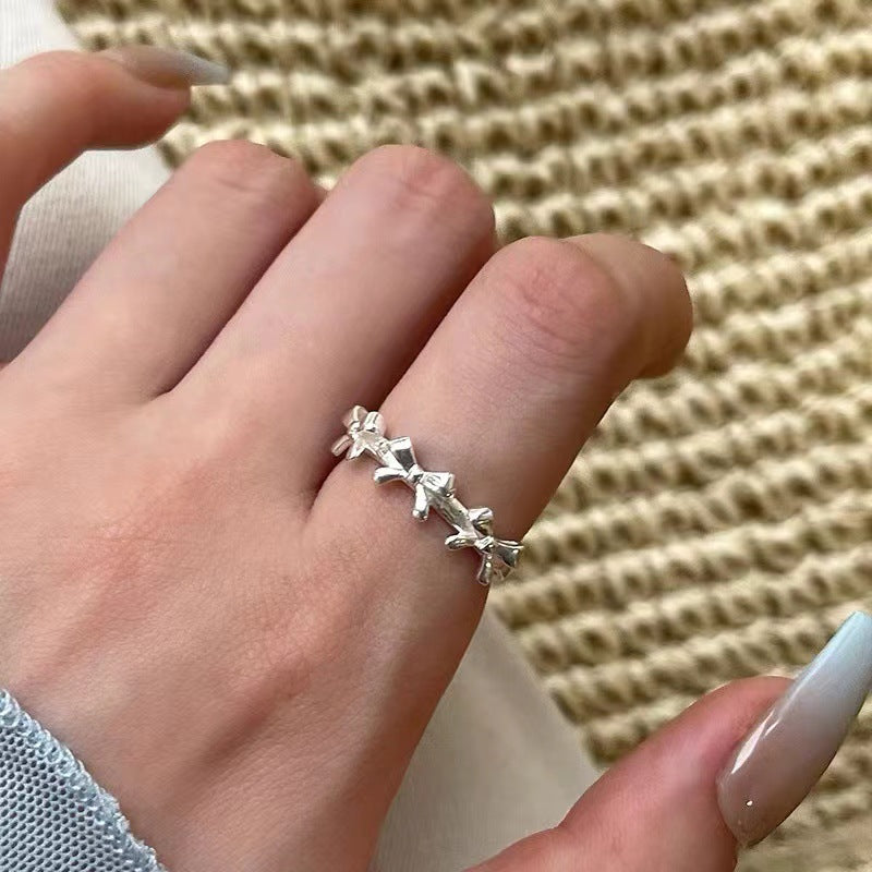 Luxury Simple Black Agate Female Niche Retro Rings