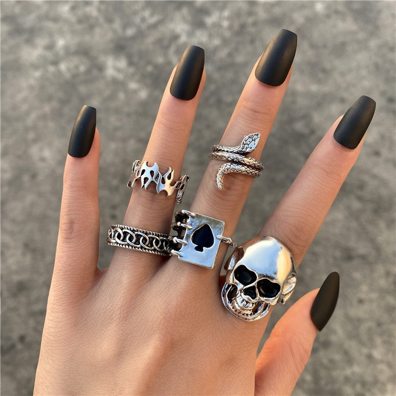 Second-hand Black Color Drip Glazed Zircon Rings