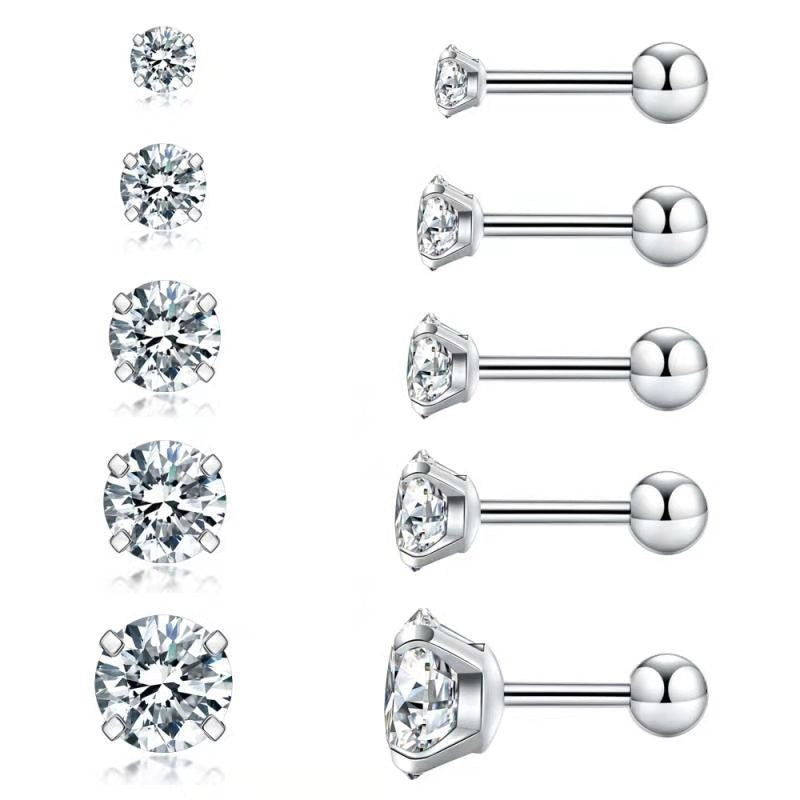 Stainless Steel Zircon Integrated High-grade Round Cake Earrings