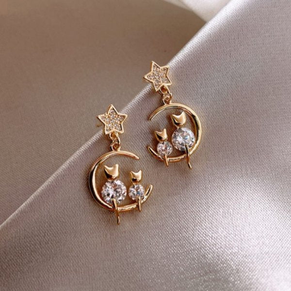 Full Diamond Pony Wings Cute Owl Earrings