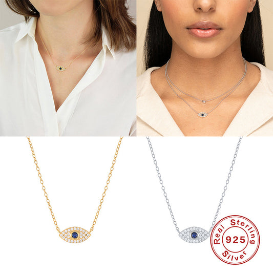 Sterling Sier Classic Style Blue Eyes Necklaces