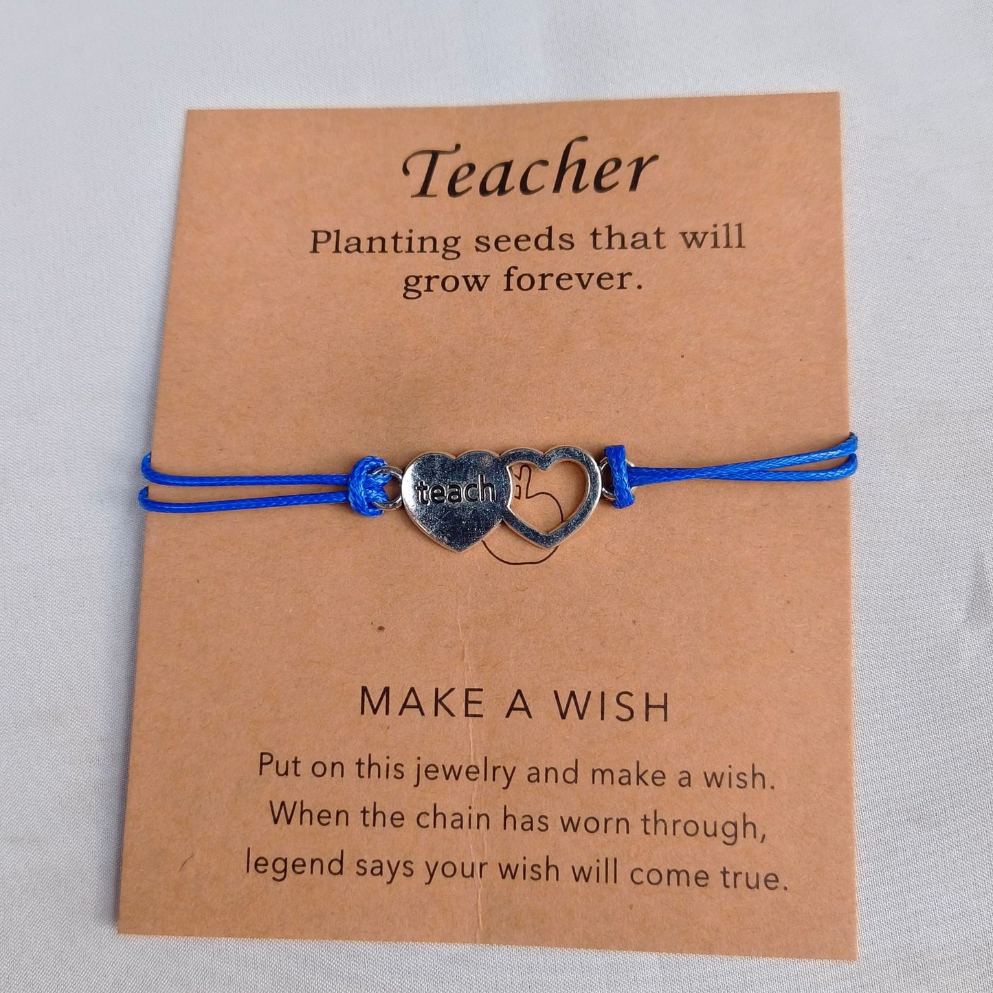 Card Vintage Alloy Teacher Blessing Wrist Bracelets