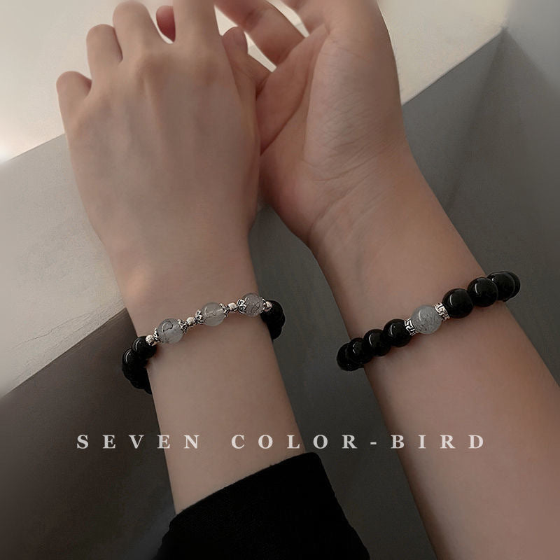 Women's Retro Style Obsidian Bead Design Simple Bracelets