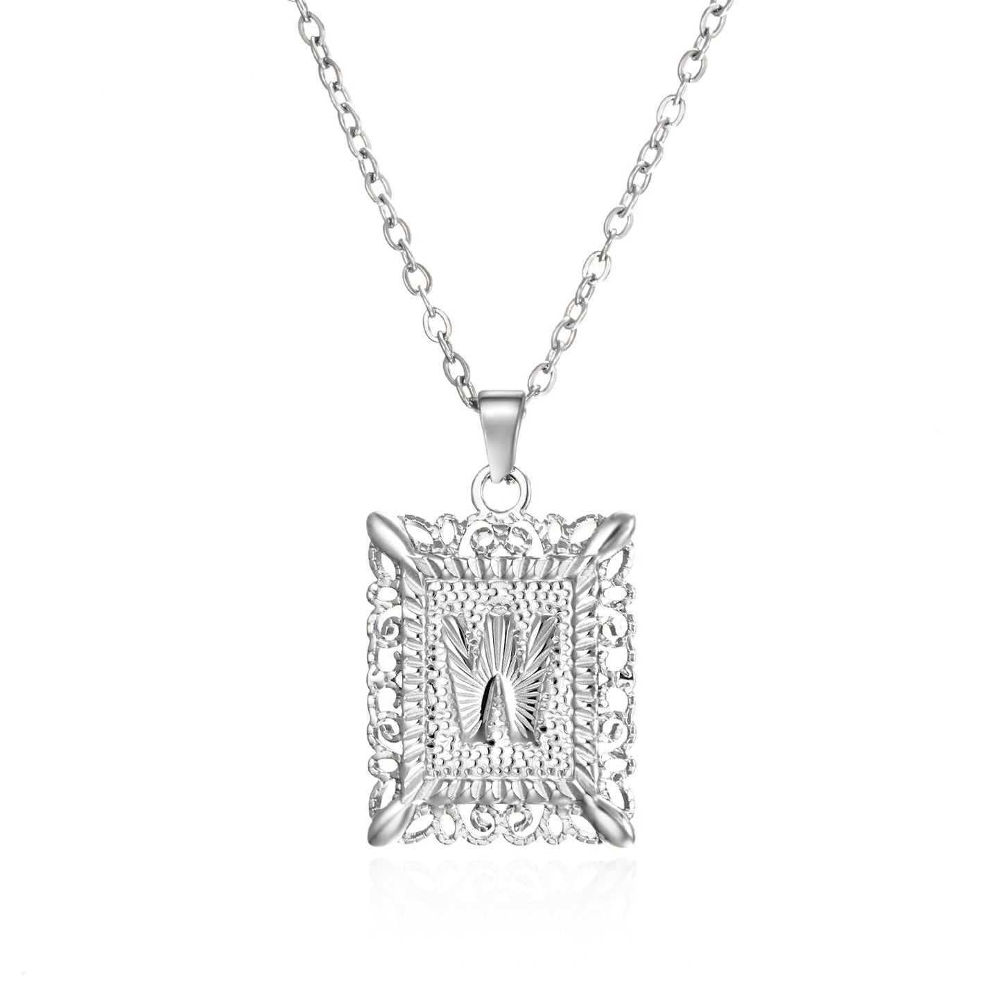 Stainless Steel Letter Hollow Square Titanium Necklaces