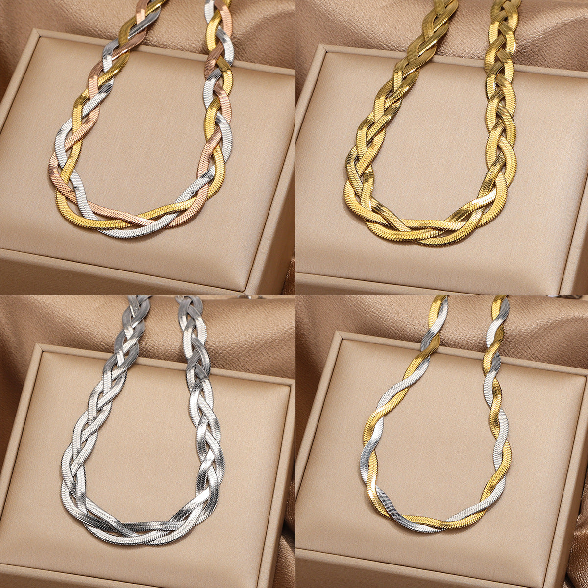 Personalized Woven Titanium Steel Twin Female Choker Necklace