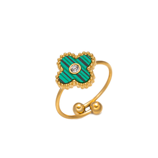 Niche Sweet Middle Diamond Four-leaf Clover Rings