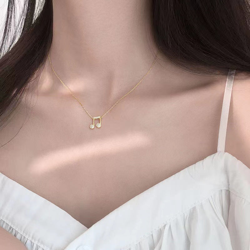 Women's Musical Note Design Simple Clavicle Chain Necklace