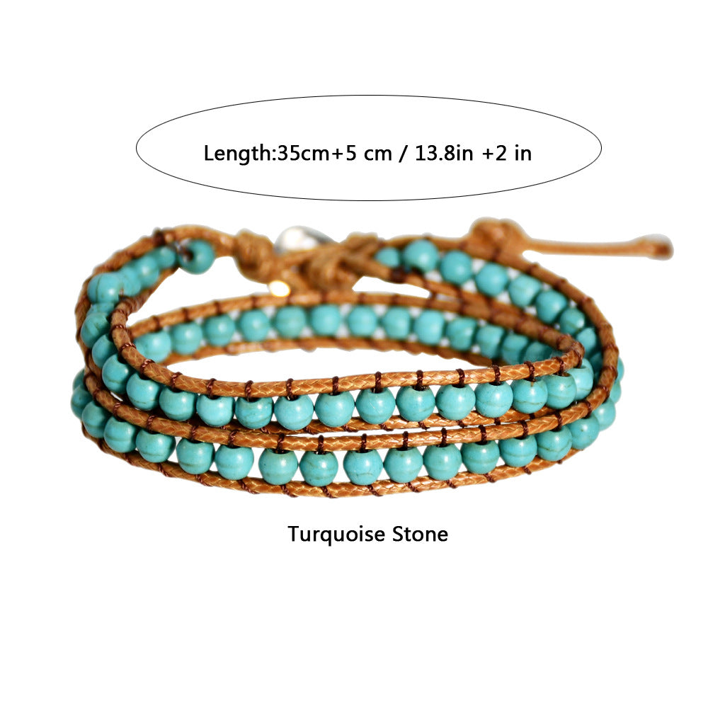 Women's Stone Hand Weaving Bohemian Style Winding Bracelets